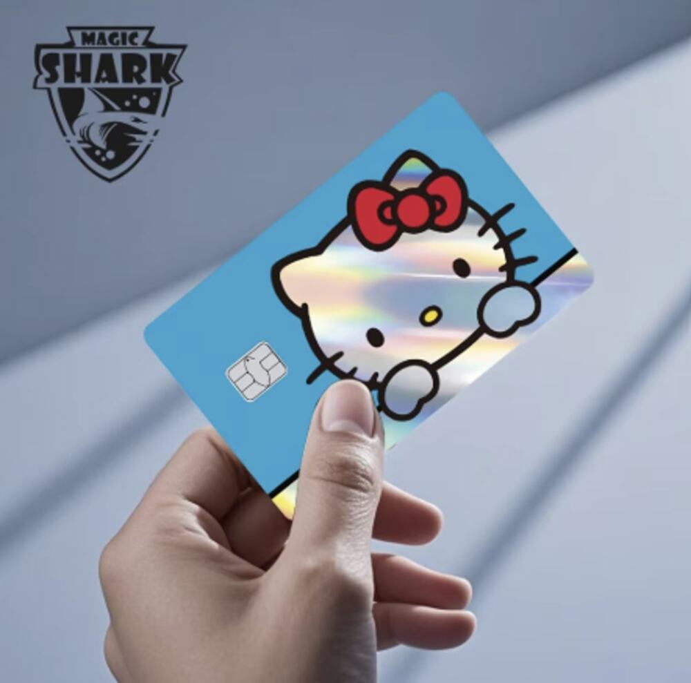 New Magic Shark Hello Kitty Credit Card Skin/Sticker, Space for Small Chip